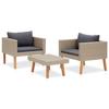Salon de jardin 3 pcs avec coussins - Beige - 76 x 67 x 60 cm