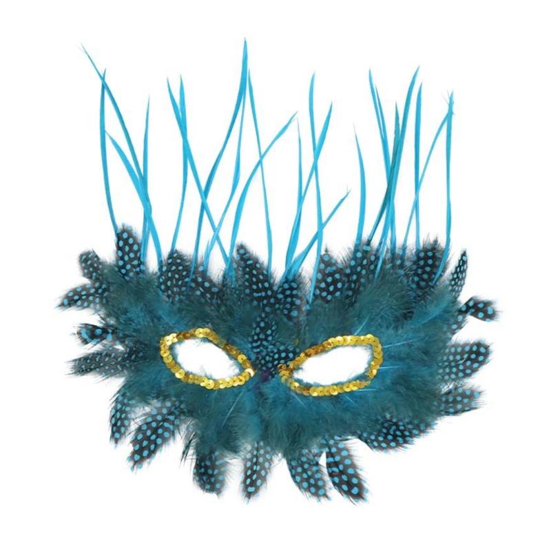 

Quick Wear Feather Party Mask With Soft Nonwoven Fabric And Lightweight Design For Masquerade Ball Elegance синій