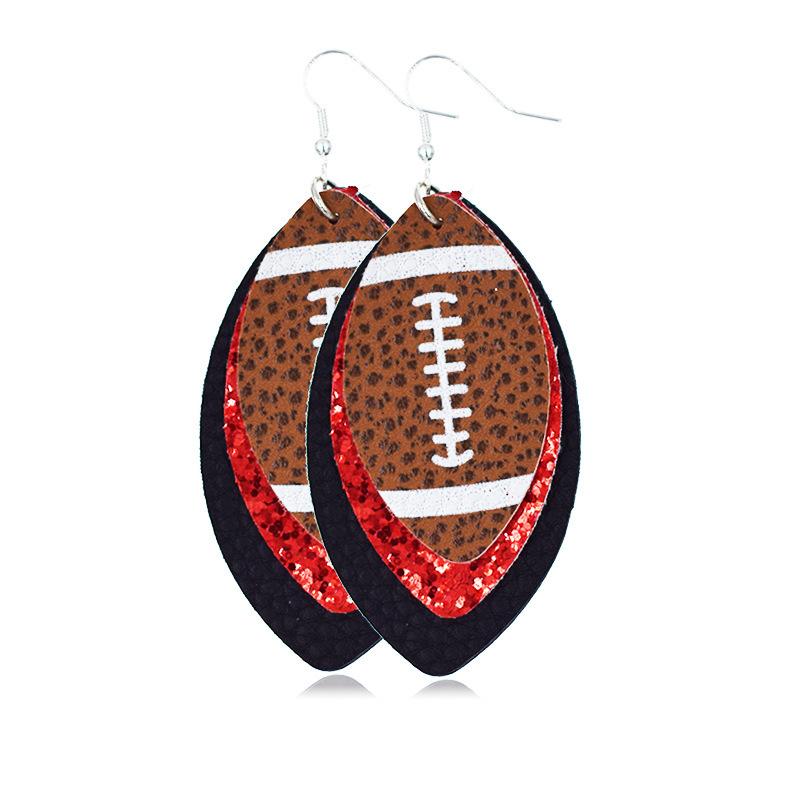 Multilayer Rugby Droplet Leather Earrings Summer Christmas Leather Earrings