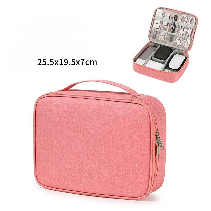 

Portable USB Data Line Charger Storage Bag Travel Cable Organizer Waterproof Cable Storage Bag Digital Electronic Organizer 25.5*19.5*7.5 cm рожевий