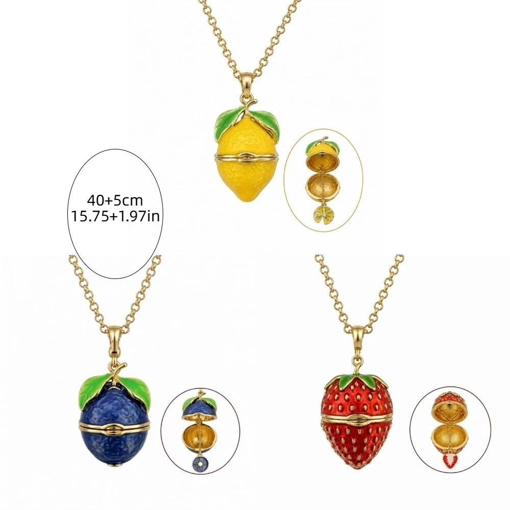 Otevírací smaltovaný náhrdelník jahoda glazované ovoce choker dámský