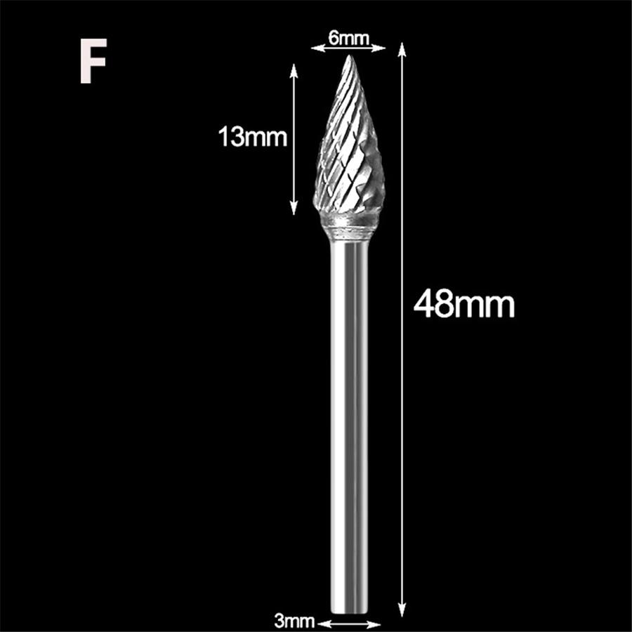 10pcs 1/8" Tungsten Carbide Burr Rotary Drill Bits Tools Cutter Files Set Shank