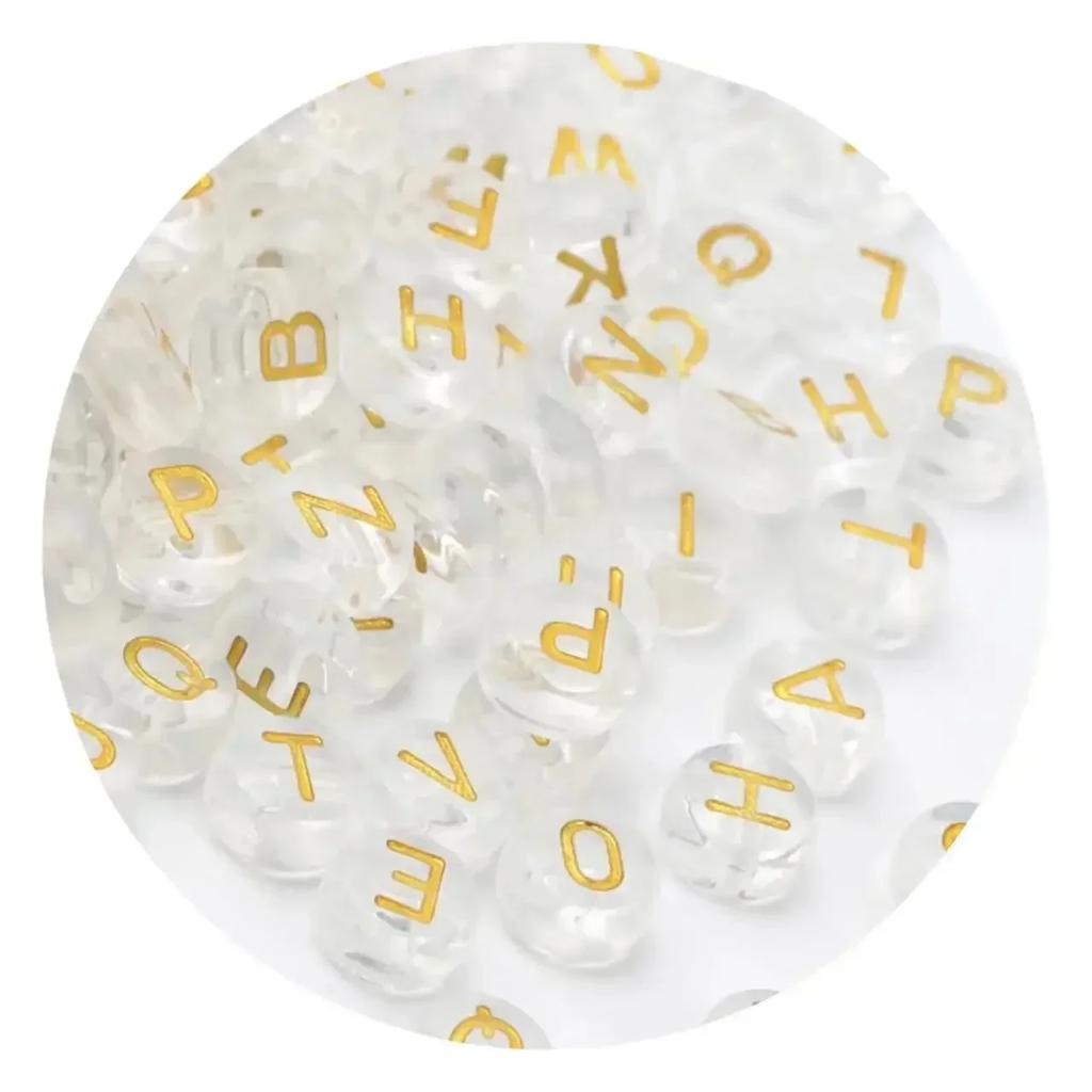 100/200/300/500 Stück Acryl-Buchstabenperlen, gemischt, rund, flach, lose Abstandsperlen für die Herstellung von handgefertigten Schmuckstücken, DIY-Armbändern und Halsketten