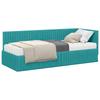 Corner Bed Frame with Mattress and Headboard 2 Pcs Turquoise Velvet