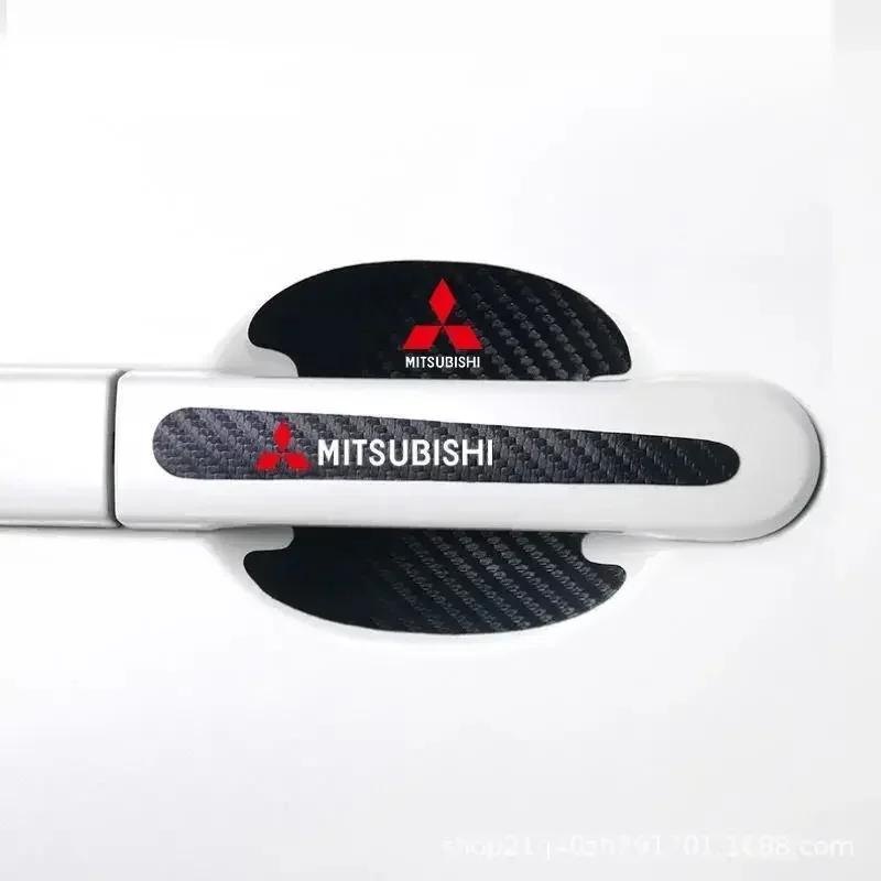8pcs Carbon Fiber Car Door Bowl Sticker Handle Decal for Mitsubishi Ralliart Lancer ASX Pajero Eclipse Delica EVO Grandis Galant