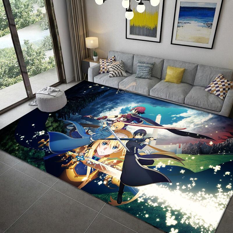 Sword Art Online anime Dywan wielorozmiarowy Dywan do salonu sypialni pokoju dziecięcego Dekoracja domu Dywanik podłogowy Mata antypoślizgowa Mata pod kanapę