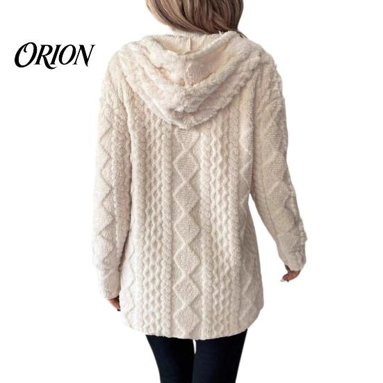 Warm Women Coat Hooded Fleece Jacket, Long Sleeve Zip-Up Casual Comfortable Fall Apparel Coat, Solid Color Thermal Outerwear for Winter Jacket