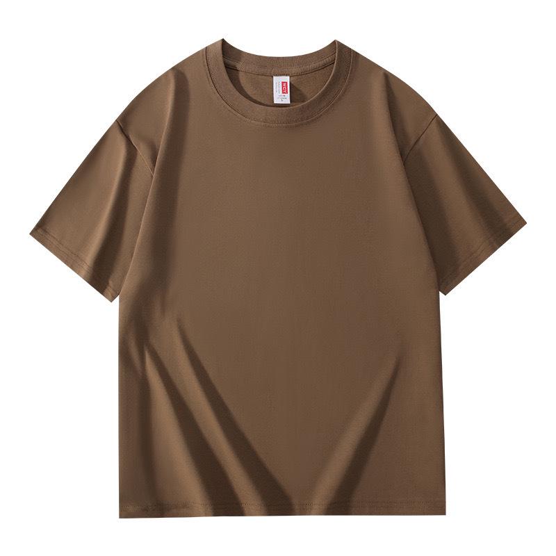 Unisex Heavyweight Pure Cotton Short Sleeve Casual T-shirt with Round Neck L