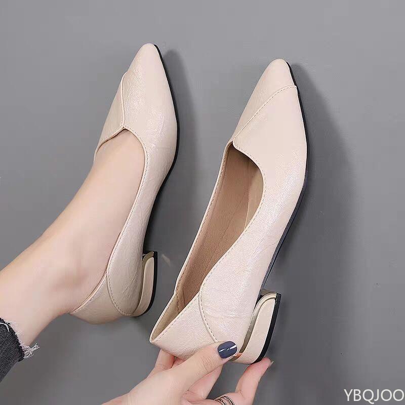 Elegant Minimalist Spring  Autumn New Pointed Toe Single Shoes Fashionable Versatile Thick Heel Shallow Mouth Women's Shoes