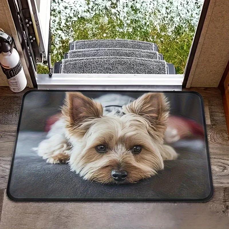 3D Animal Dog Mats Non Slip Doormat for Bedroom Kitchen Living Room Entrance Cute Mini Yorkshire Bath Carpet Home Decoration
