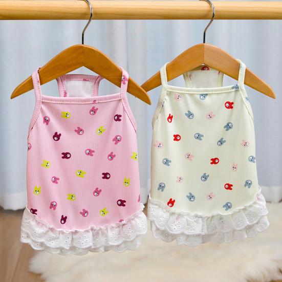 Cute Small Dog Dress Lace Ruffle Trim Girl Dog Tutu Dress Soft Breathable Puppy Vest Summer Pet Outfits for Small Dogs Cats