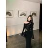 Elegant Socialite Lace Off-shoulder Women's New Slim-fitting Fishtail Waist-covering Hip Long-sleeved Dress