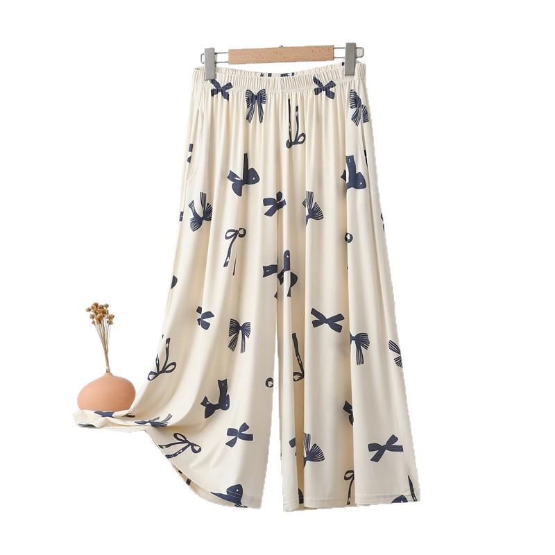 Modal Women's Printed Slimming Loose Fit Plus Size Casual Pants for Spring and Summer