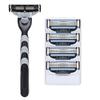 Mens Manual Shaving Razor With Non Slip Handle Sharp Smooth Blades Extra Refills For Daily Grooming Home Travel Use