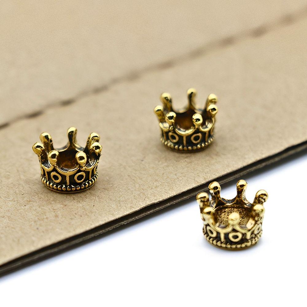 8pcs Mini Crown Spacer Beads, Multicolored Vintage DIY Jewelry Making Accessories, Doll House Miniature Crafts Decor YMY
