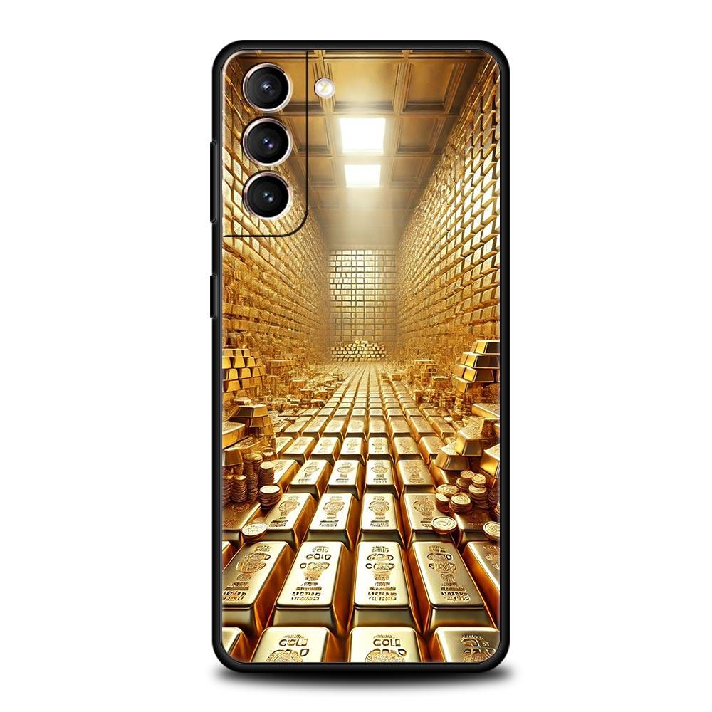 Goldenes Geldmuster Handyhülle Für Samsung Galaxy S25 Edge S24 S23 S22 S21 Ultra S20 FE 5G S10 S10E S9 Plus Weiche TPU-Abdeckung