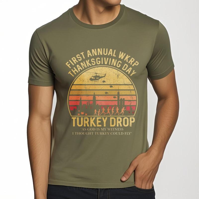 

Essential Tee Rock For men Crew Neck tshirt Graphic New Tee First Annual Wkrp Thanksgiving Day Turkey Drop Cool For men Tshirt 4XL