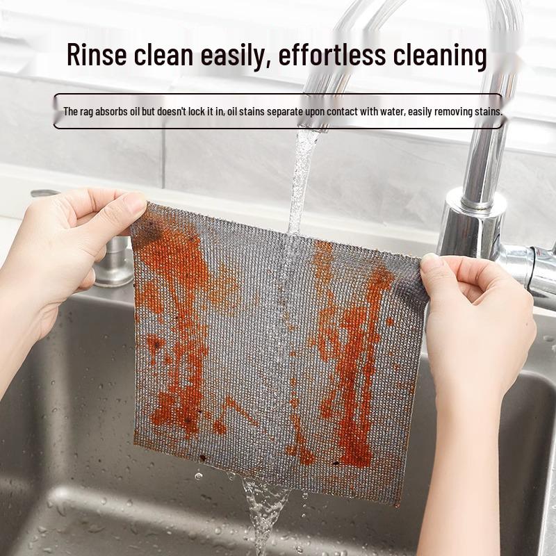 Reusable Thickened Kitchen Rag: Washable Dual-Use Scouring Pad