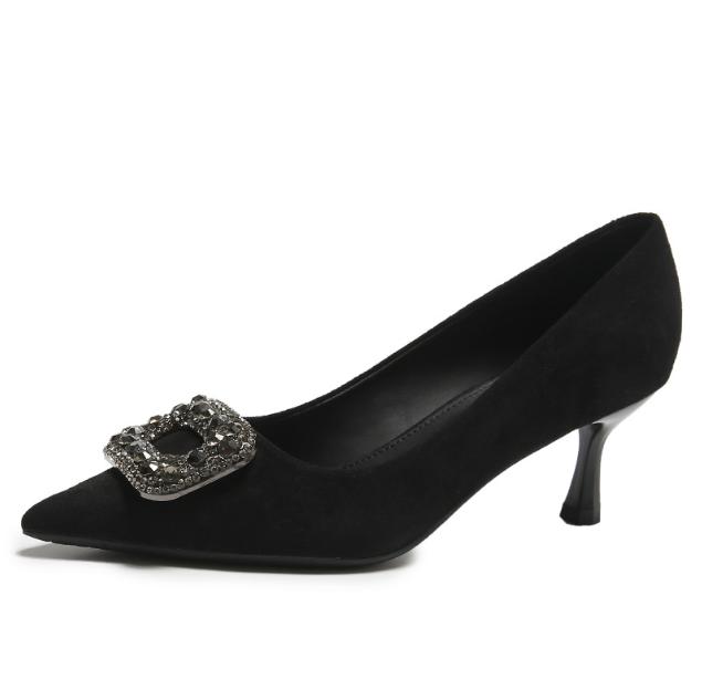 High Quality Suede Women High Heel Shoes Fashion Comfort Pointed Toe Thin Heel Shallow Mouth Shoes Party Dress Ladies Pumps Shoe