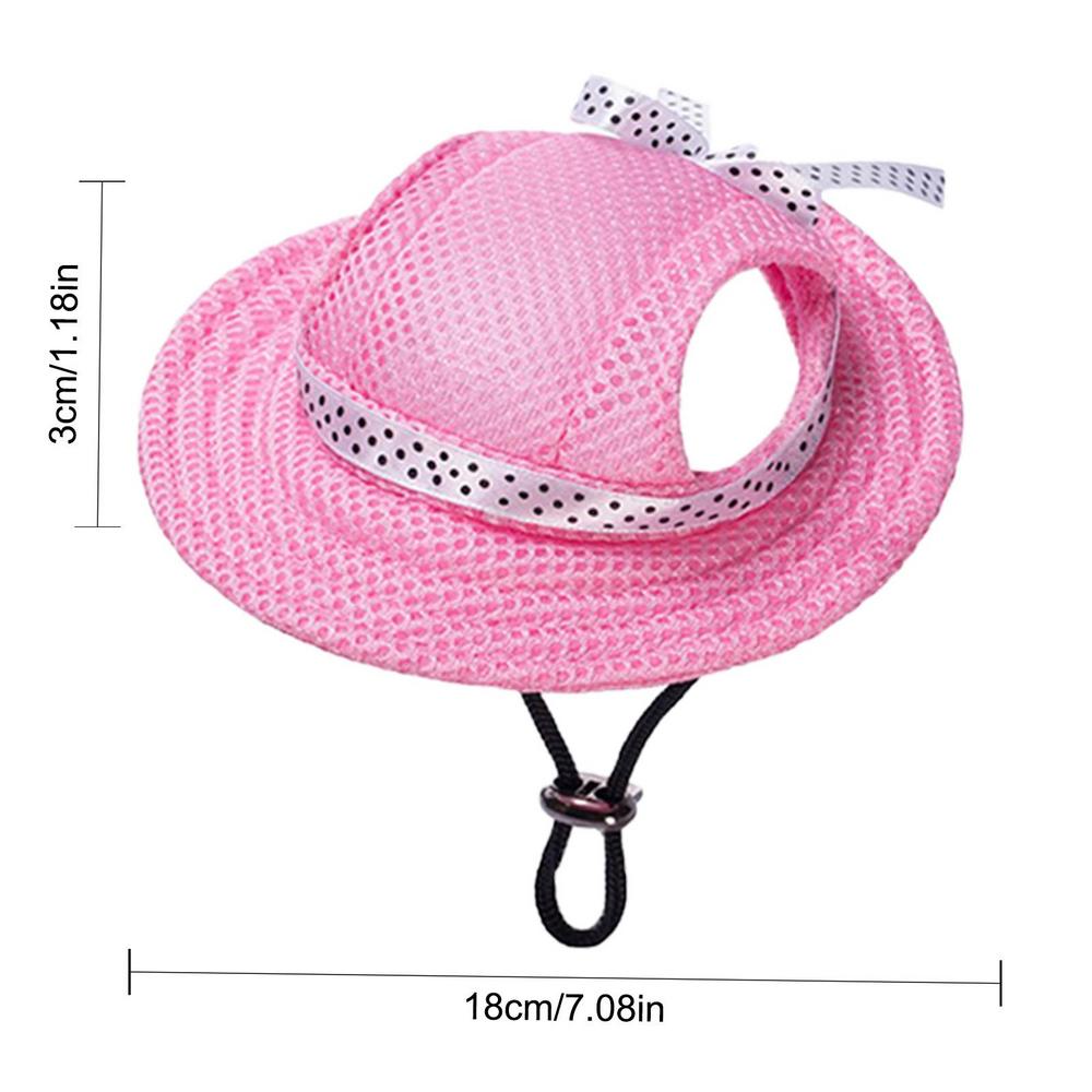 Breathable Dogs Sun Hats Round Brim Dog Visor Hat Outdoor Breathable Sun Protection With Ear Holes Mesh Sun With Adjustable Chin