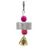 Parrot Teeth Grinding Hanging Toy Mineral Stone Wood Birdcage Accessories with Loud Bell for Small and Medium Birds