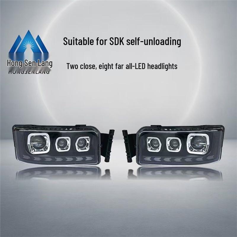 Tri-Lens LED Headlight for Howo TX/Shacman G5S/TGA Dump Truck - Super Bright Ice Blue Black (Left)