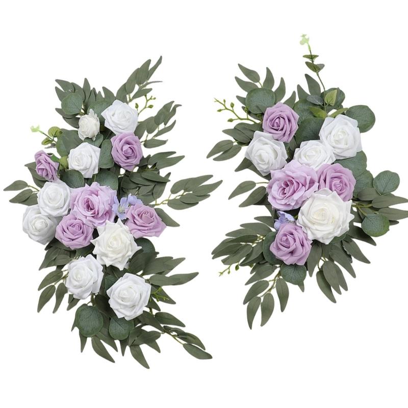2Pieces Wedding Decorative Swag Artificial Flower Swag Wedding Ceremony Sign Flower for Wedding Indoor and Outdoor Use HX6C