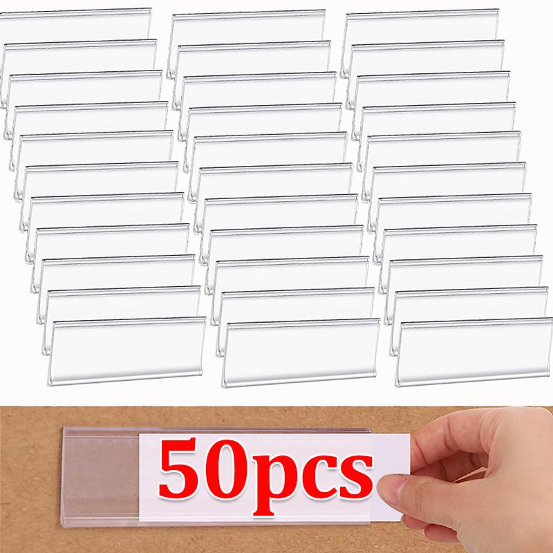 Transparent Self-adhesive Shelf Label PVC Index Card Pockets Tag Convenient Cabinet Seasoning Classification Label Home storage