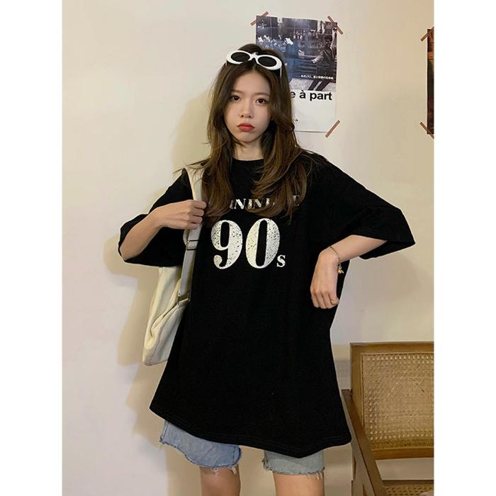 

[Tight Combed Pure Cotton] Rear collar 100% loose printed short-sleeved t-shirt XXXXL