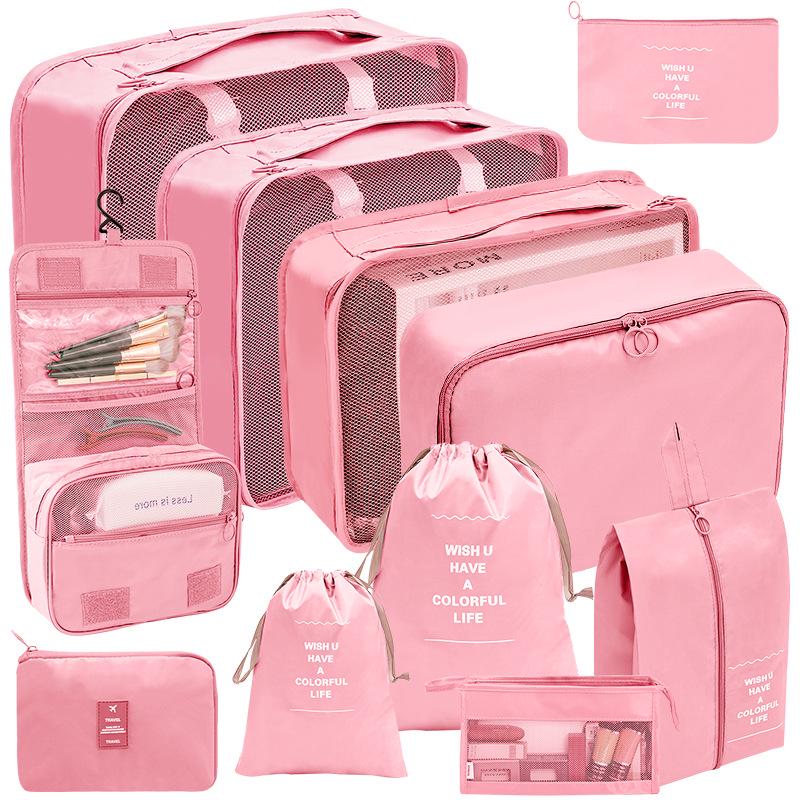 Travel Storage Set: Foldable Toiletry, Makeup, Clothes, Shoes, Digital Accessories, and Drawstring Luggage Bags.