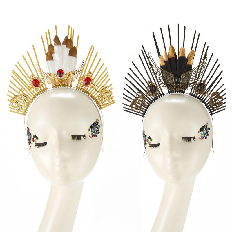 Lolita Crown Headband Halo Goddess Headpiece Lolita Halo Crown Headband Baroque Tiara Crown Gold  Halo Hair Hoop