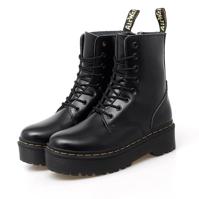 Hole Thick Sole Heightened Casual Couple High-top Men's Large-size Leather, Large-size Women's Shoes
