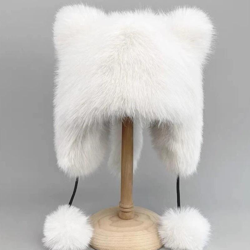 Thickened Winter Hat with Raccoon Tail: Faux Fox Fur Lei Feng Style with Ear Protection