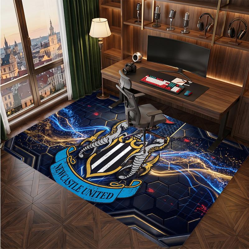 Tappeto in Velluto di Cristallo con Stampa di Calcio del Newcastle United, Comodo Assorbente d'Acqua Antiscivolo Tappeto per Pavimento Interno