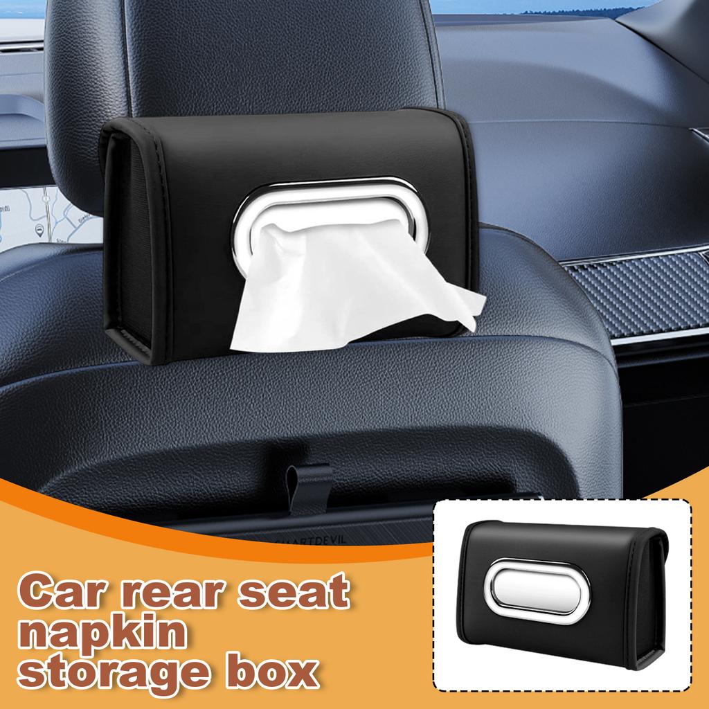 Car Tissue Holder, Tissue Box Cover Premium PU Leather Backseat Napkin Organizer