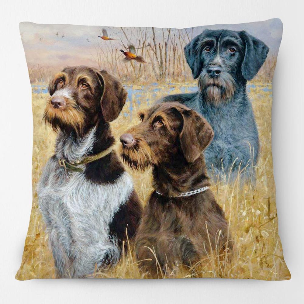 European Great Hunting Dogs Drahthaars Black Labrador Dog Poster Animals Painting Cushion Covers Decorative Pillowcase For Sofa