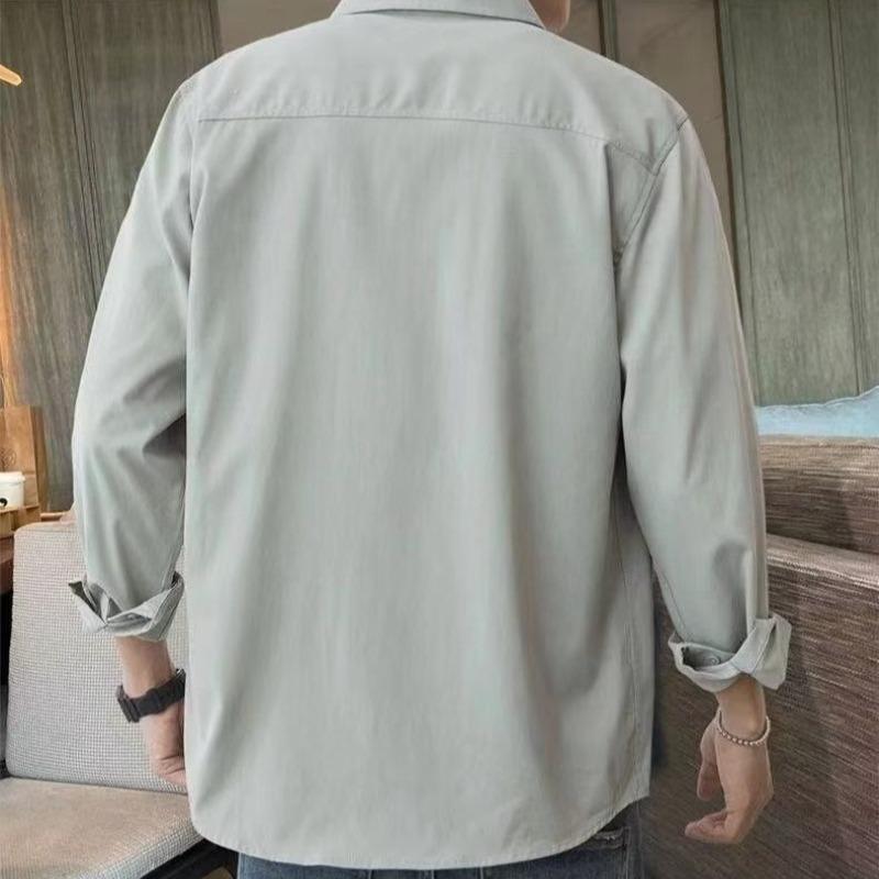 Рубашка мужская новая повседневная рубашка с длинным рукавом модная куртка XXXXL синий — фото 8