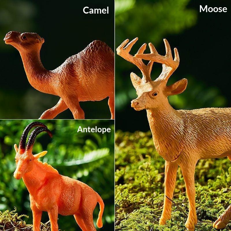 Animal Model Teaching Aids - Realistic Wild Animal Toys Zoo Simulation Playset Figures Desktop Ornament Lion Tiger Panda Elk