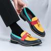 Heren Grote Maat Casual Leren Instappers met Kwastjes - Retro Kleurblok Design