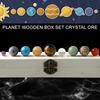 Natural Crystal 9-Planets Ball Solar System Sun with Rock Quartz Stones Wooden Box Beads Desktop Decorative Item