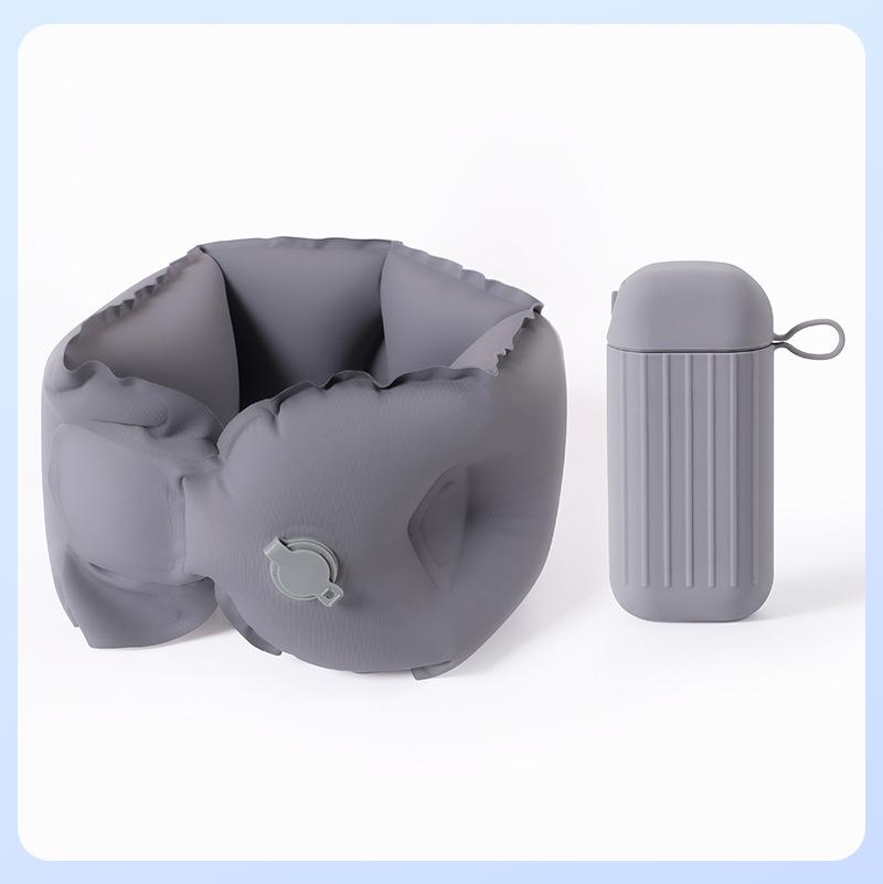 

Pocket Size Inflatable U Shaped Travel Small Inflator Pump Portable Lightweight Neck Support Pillow for Travel Car Sleeping Rest 20x20cm серый
