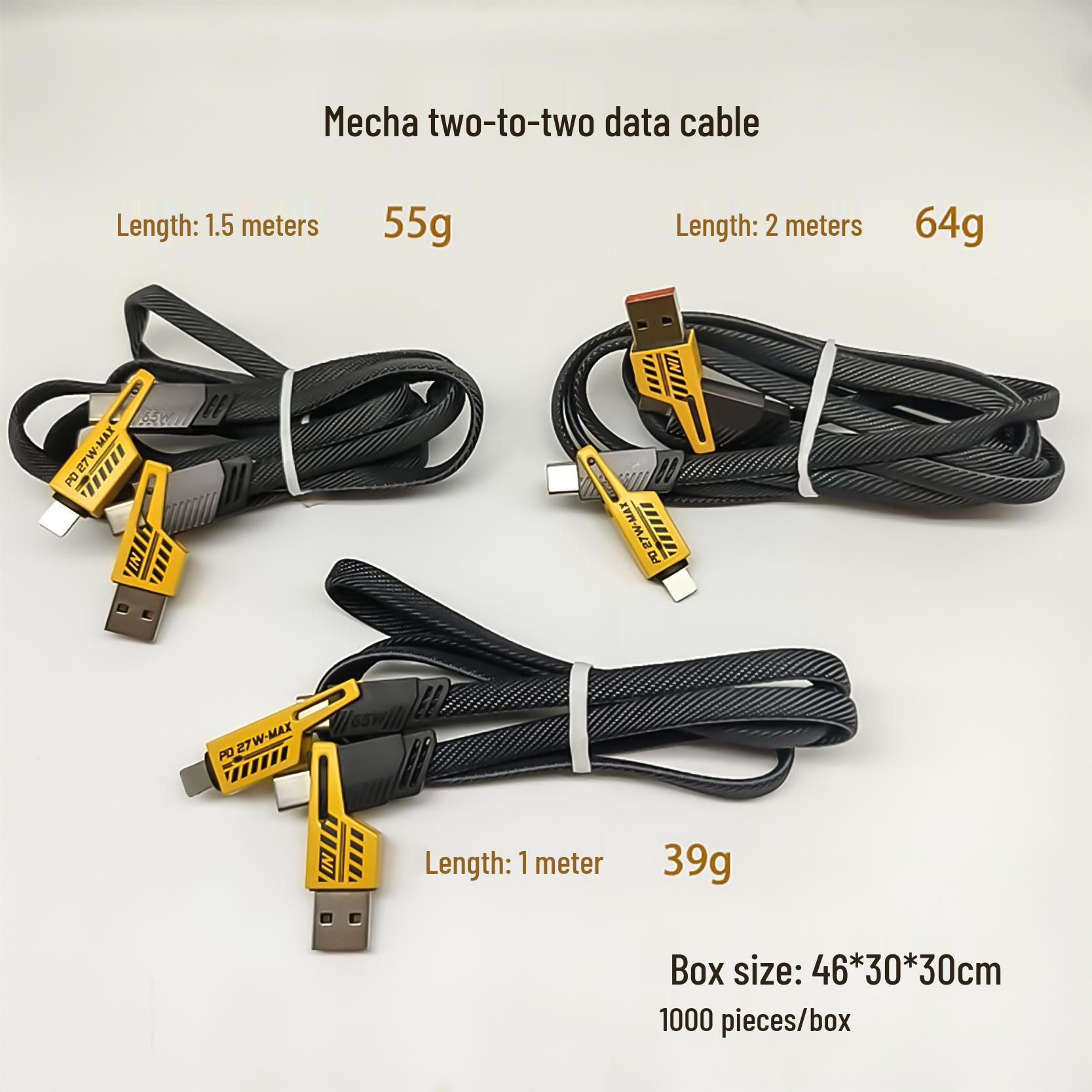 Mecha 65 Вт 4-в-1 Супербыстрая зарядка Плетеный кабель для Huawei и Apple 1 meter