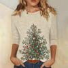 Women's Fashion Casual Christmas Printed Round Neck Long Sleeve Pullover Top