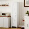 Kitchen Sideboard Storage Cabinet, 2 Adjustable Shelves, 170 cm, White Wood