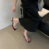 Flower Accessories Temperament High-Heeled Sandals Women'S High-End Sense Versatile Beach Sandals Metal Sense Square Head Women'S Shoes