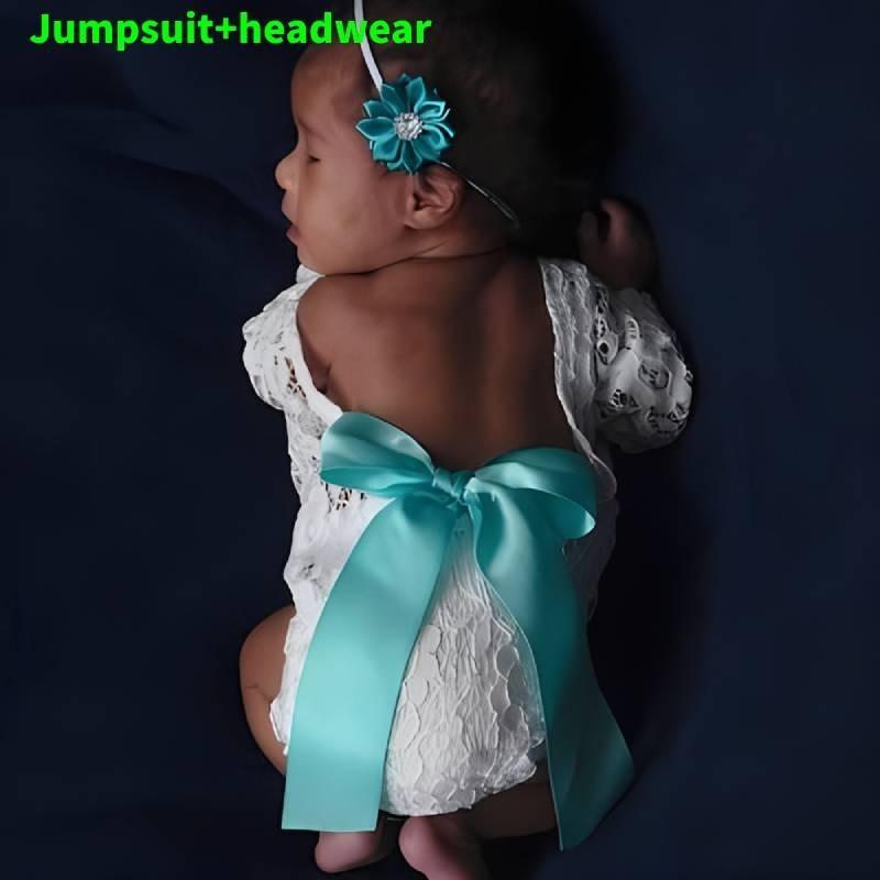 

Unisex Newborn Photography Apparel With Bow Lace And Headband In Multiple Colors синій