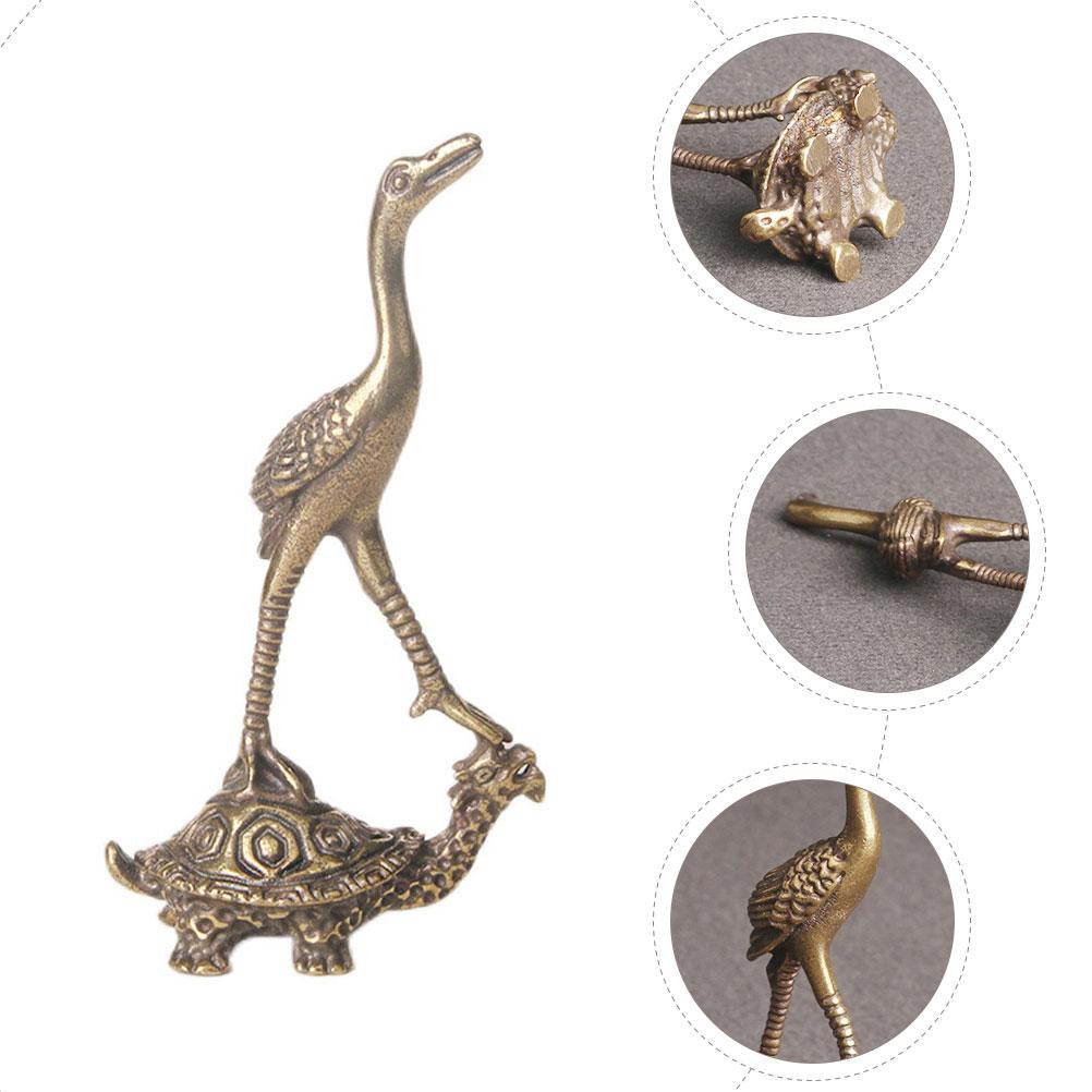 Pirinç Kaplumbağa ve Turna Süs Heykelleri ve Figürleri Eserler/ Antikalar Masa Aksesuarları Kaplumbağa Heykeli