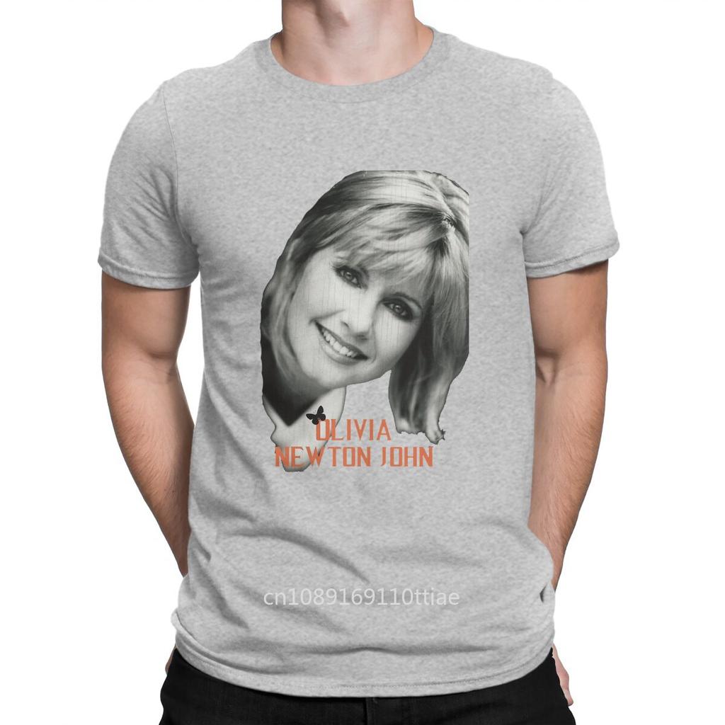 Australian Pop Female Singer Man's TShirt Olivia Newton John Short Sleeve Fabric T Shirt Funny High Quality Birthday Gifts