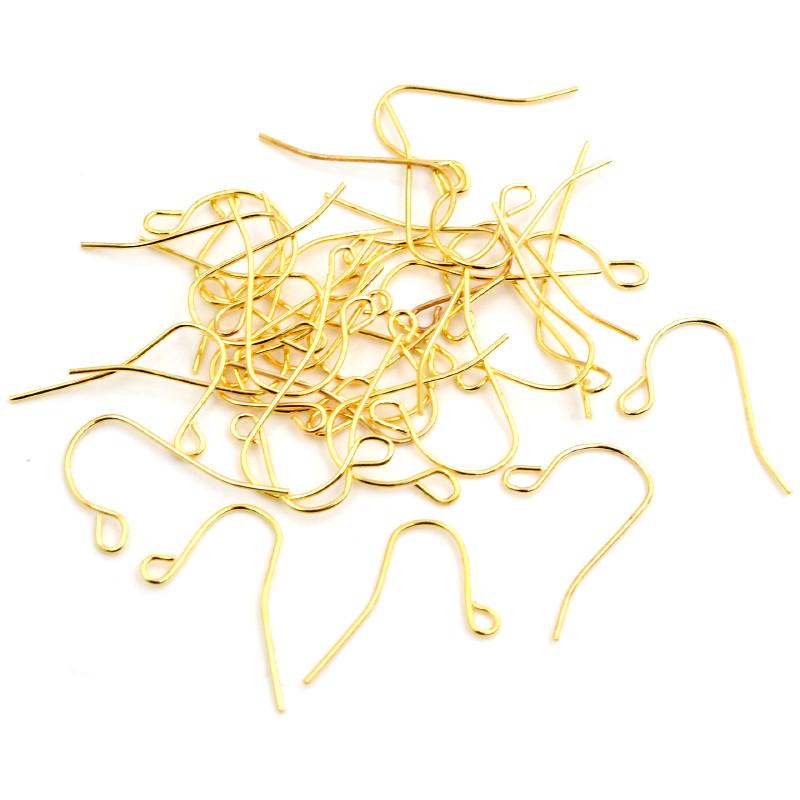 100pcs/lot 21x12mm Silver Plated Gold Color Earring Findings Ear Hook Earrings Clasps For Jewelry Making DIY Earwire Supplies