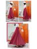 Two-Tone Satin Chiffon Lace-up Dance Midi Skirt for Women
